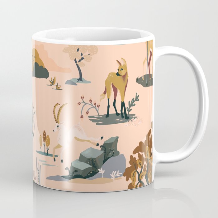Cute Peach Wildlife Pattern Coffee Mug Gallery Image 1