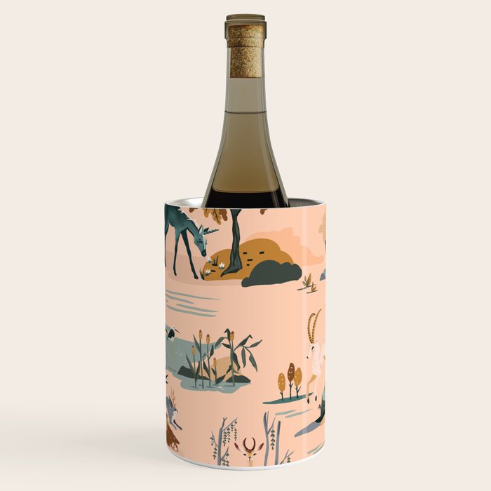 Cute Peach Wildlife Pattern Wine Chiller Gallery Image 1