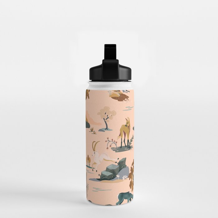 Cute Peach Wildlife Pattern Water Bottle Gallery Image 2