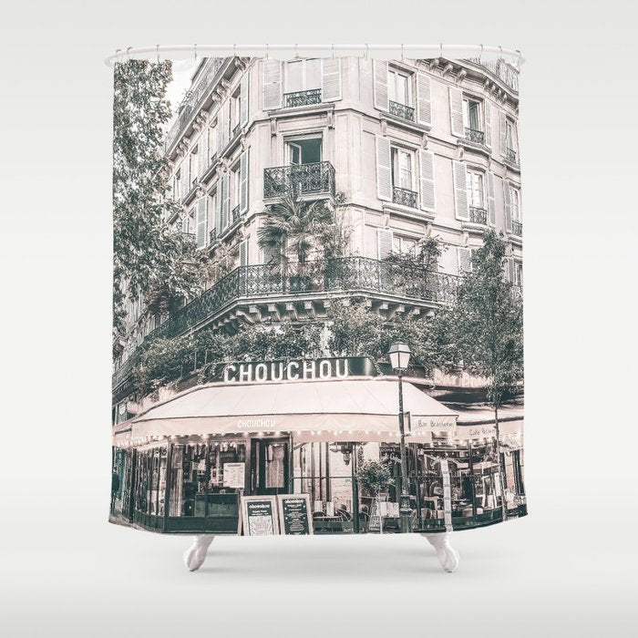 Paris City Poster Shower Curtain Gallery Image 1