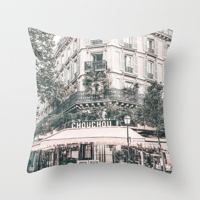 Paris City Poster Throw Pillow Gallery Image 6