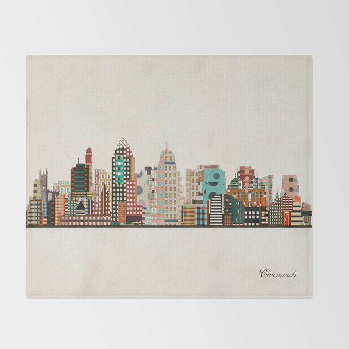 cincinnati ohio skyline Throw Blanket Gallery Image 2