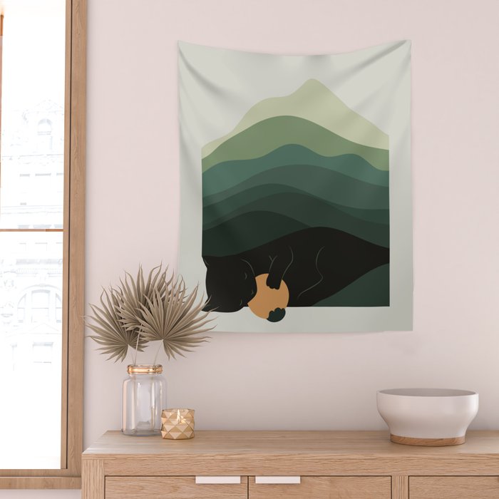 Cat Landscape 8B: Where does the Sun go? Wall Tapestry Gallery Image 2
