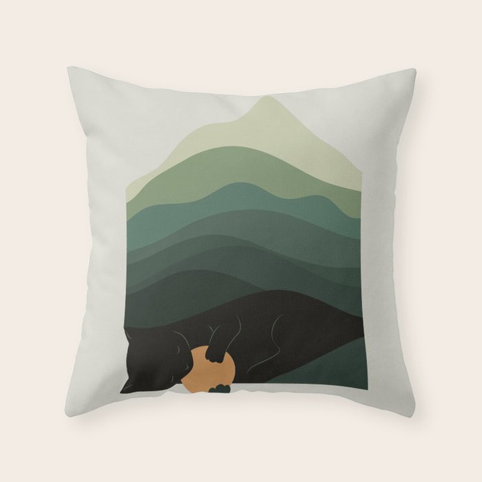 Cat Landscape 8B: Where does the Sun go? Throw Pillow Gallery Image 6