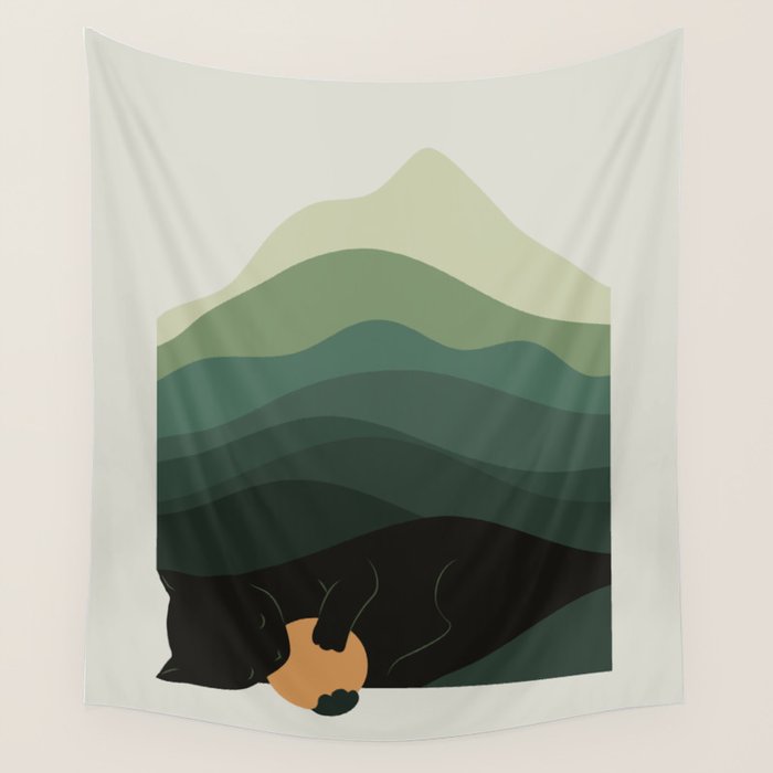 Cat Landscape 8B: Where does the Sun go? Wall Tapestry Gallery Image 4