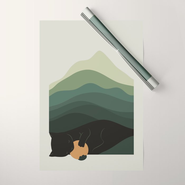Cat Landscape 8B: Where does the Sun go? Wrapping Paper Gallery Image 1