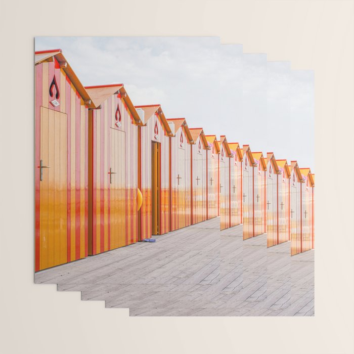 Sorrento Stripes | Red And Orange Beach Changing Rooms Art Print | Amalfi Coast Italy Travel Photography Wrapping Paper Gallery Image 3