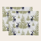 Christmas Trees and Deer, Pattern, Green and Blue Placemat Gallery Image 1