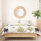 Christmas Trees and Deer, Pattern, Green and Blue Duvet Cover Gallery Image 3