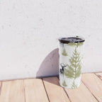 Christmas Trees and Deer, Pattern, Green and Blue Travel Mug Gallery Image 4
