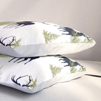 Christmas Trees and Deer, Pattern, Green and Blue Pillow Sham Gallery Image 3