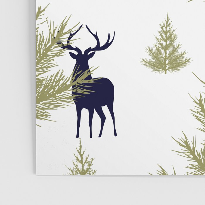 Christmas Trees and Deer, Pattern, Green and Blue Poster Gallery Image 3