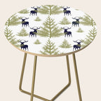 Christmas Trees and Deer, Pattern, Green and Blue Side Table Gallery Image 2