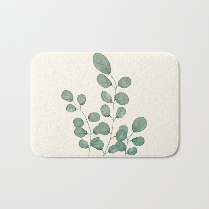Watercolor Eucalyptus Bath Mat Gallery Image 1