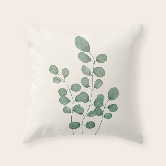 Watercolor Eucalyptus Throw Pillow Gallery Image 6