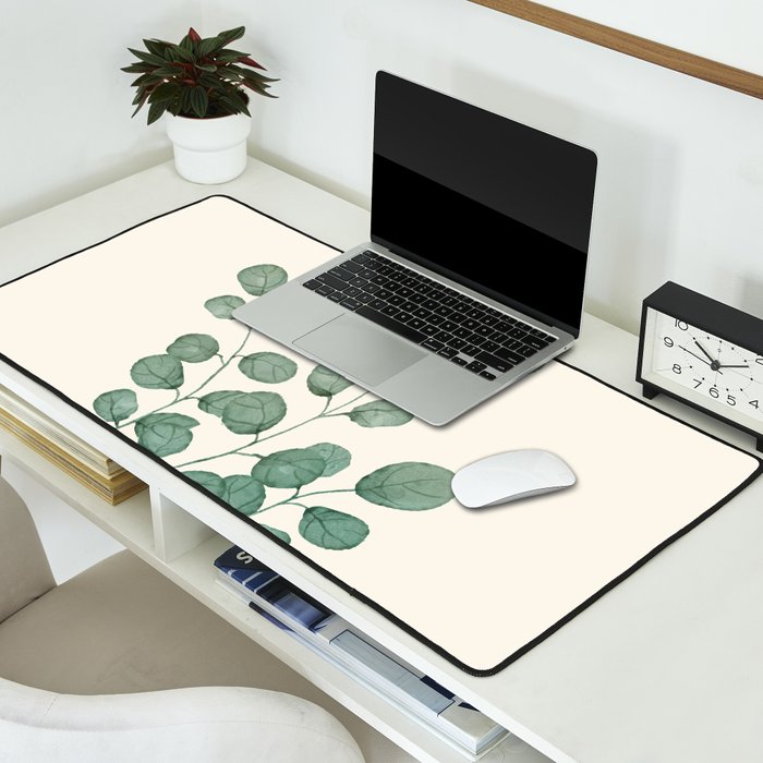 Watercolor Eucalyptus Desk Mat Gallery Image 2