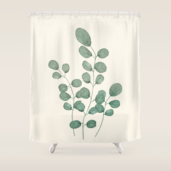 Watercolor Eucalyptus Shower Curtain Gallery Image 1