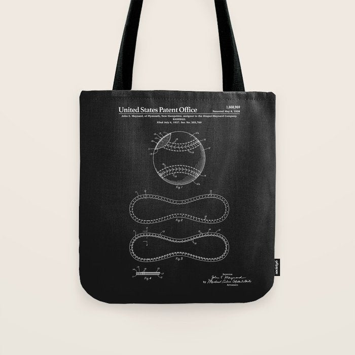 Baseball Patent - Black Tote Bag Gallery Image 1