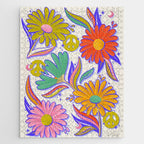 Drippy Daisy Dreamscape - Rainbow & Indigo on White Jigsaw Puzzle Gallery Image 1