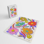 Drippy Daisy Dreamscape - Rainbow & Indigo on White Jigsaw Puzzle Gallery Image 2