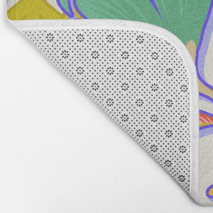 Drippy Daisy Dreamscape - Rainbow & Indigo on White Bath Mat Gallery Image 2