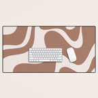 Retro Liquid Swirl Contemporary Abstract Pattern 2 in Mocha Latte Brown Desk Mat Gallery Image 1