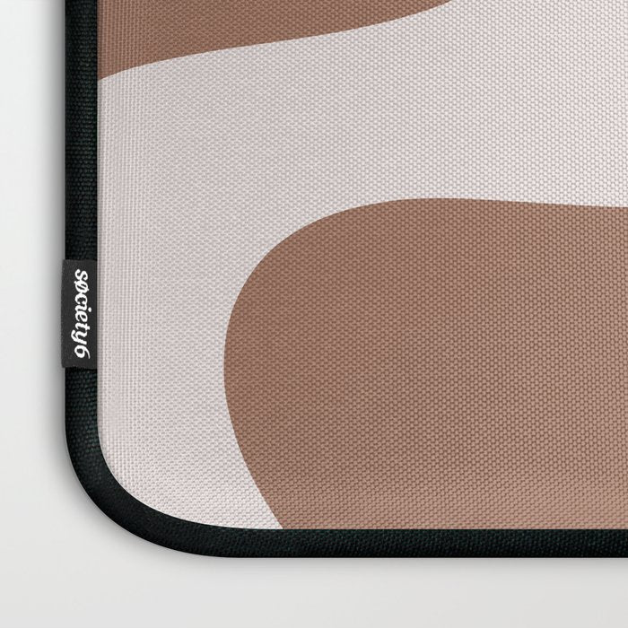 Retro Liquid Swirl Contemporary Abstract Pattern 2 in Mocha Latte Brown Laptop Sleeve Gallery Image 3