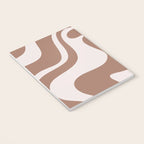 Retro Liquid Swirl Contemporary Abstract Pattern 2 in Mocha Latte Brown Notebook Gallery Image 3