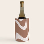 Retro Liquid Swirl Contemporary Abstract Pattern 2 in Mocha Latte Brown Wine Chiller Gallery Image 3