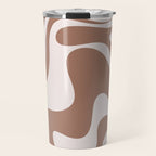 Retro Liquid Swirl Contemporary Abstract Pattern 2 in Mocha Latte Brown Travel Mug Gallery Image 1