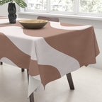 Retro Liquid Swirl Contemporary Abstract Pattern 2 in Mocha Latte Brown Tablecloth Gallery Image 3