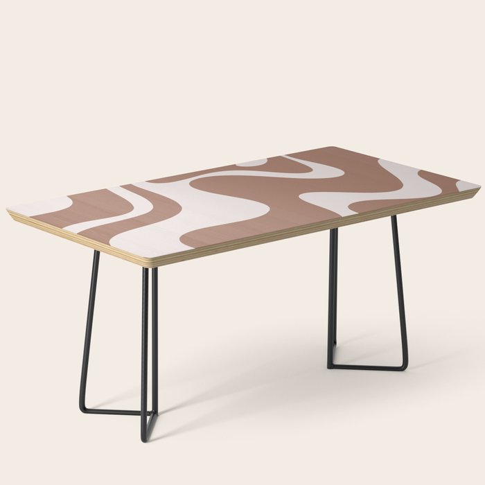 Retro Liquid Swirl Contemporary Abstract Pattern 2 in Mocha Latte Brown Coffee Table Gallery Image 1