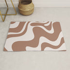 Retro Liquid Swirl Contemporary Abstract Pattern 2 in Mocha Latte Brown Rug Gallery Image 1