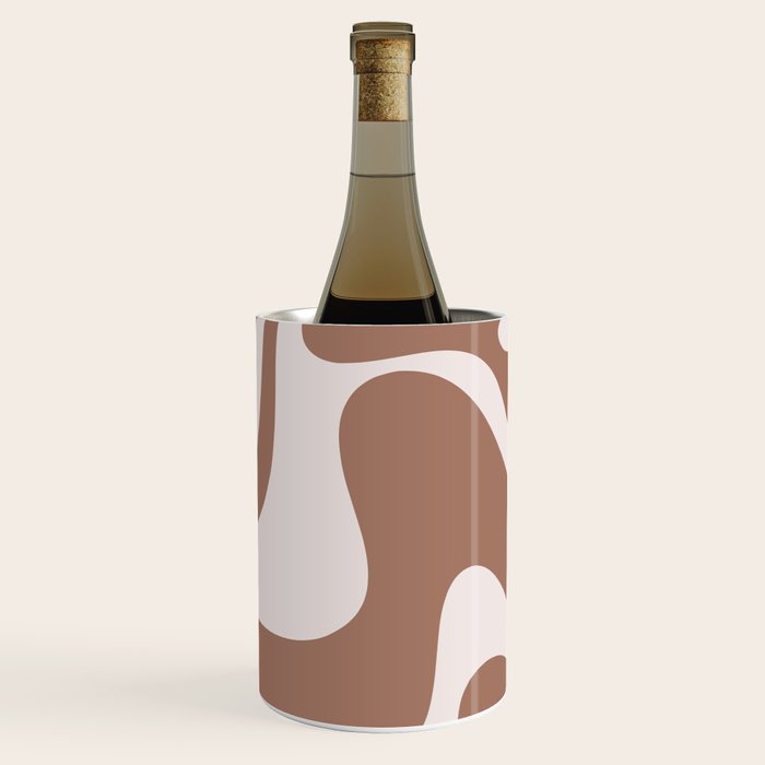Retro Liquid Swirl Contemporary Abstract Pattern 2 in Mocha Latte Brown Wine Chiller Gallery Image 1