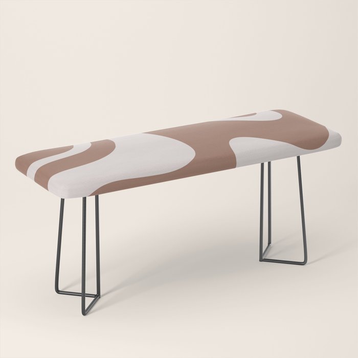 Retro Liquid Swirl Contemporary Abstract Pattern 2 in Mocha Latte Brown Bench Gallery Image 1