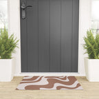 Retro Liquid Swirl Contemporary Abstract Pattern 2 in Mocha Latte Brown Welcome Mat Gallery Image 3
