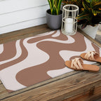 Retro Liquid Swirl Contemporary Abstract Pattern 2 in Mocha Latte Brown Outdoor Rug Gallery Image 2