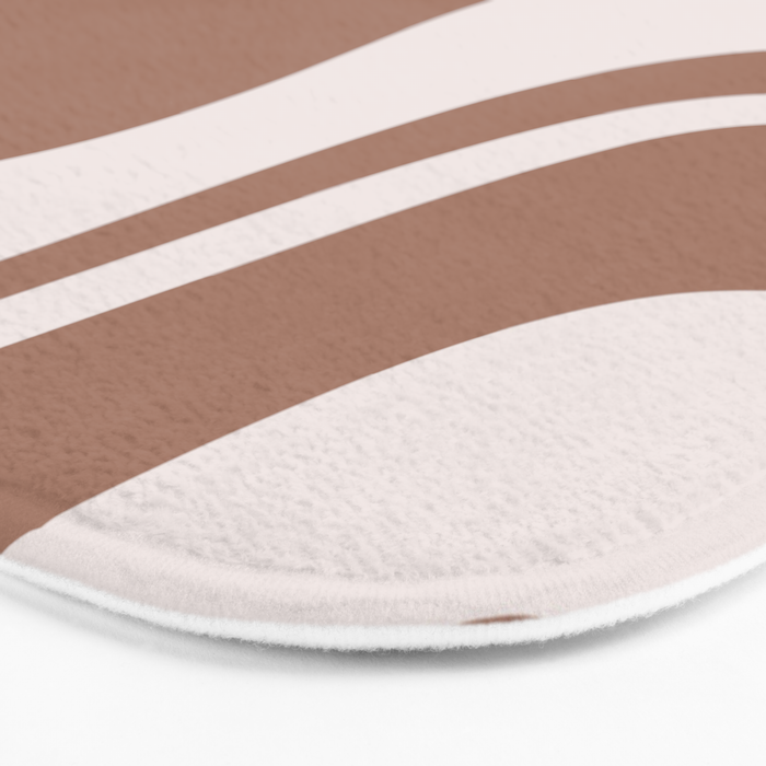 Retro Liquid Swirl Contemporary Abstract Pattern 2 in Mocha Latte Brown Bath Mat Gallery Image 3