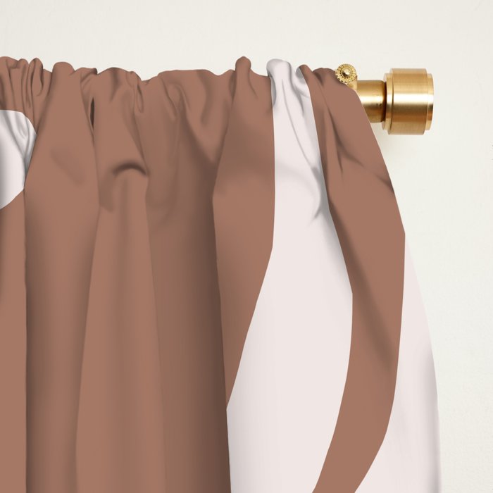 Retro Liquid Swirl Contemporary Abstract Pattern 2 in Mocha Latte Brown Window Curtain Gallery Image 2