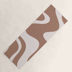 Retro Liquid Swirl Contemporary Abstract Pattern 2 in Mocha Latte Brown Yoga Mat Gallery Image 1
