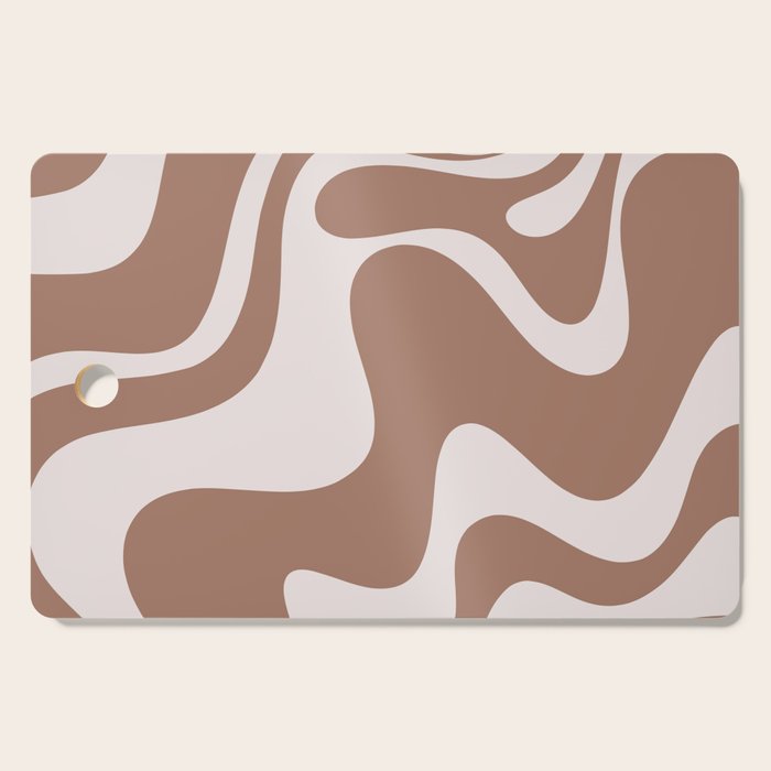 Retro Liquid Swirl Contemporary Abstract Pattern 2 in Mocha Latte Brown Cutting Board Gallery Image 1