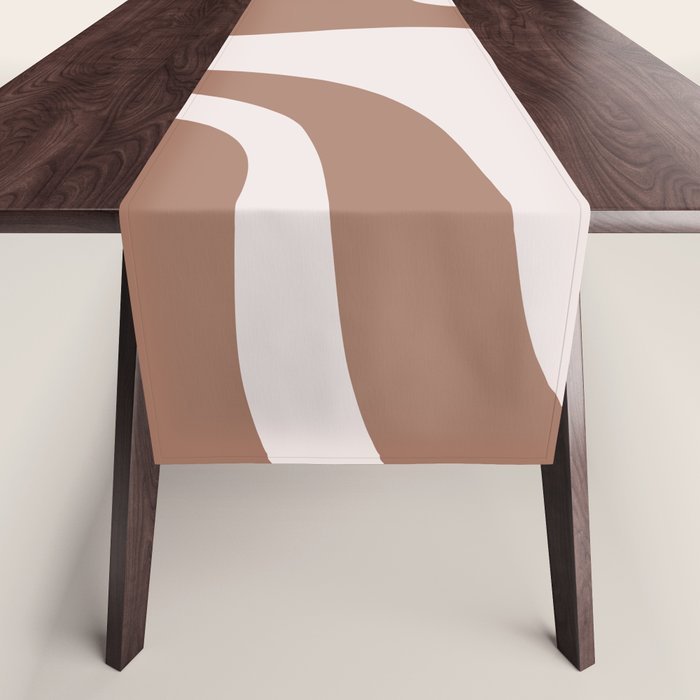 Retro Liquid Swirl Contemporary Abstract Pattern 2 in Mocha Latte Brown Table Runner Gallery Image 1