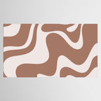 Retro Liquid Swirl Contemporary Abstract Pattern 2 in Mocha Latte Brown Tablecloth Gallery Image 2