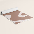 Retro Liquid Swirl Contemporary Abstract Pattern 2 in Mocha Latte Brown Yoga Mat Gallery Image 2