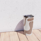 Retro Liquid Swirl Contemporary Abstract Pattern 2 in Mocha Latte Brown Travel Mug Gallery Image 4