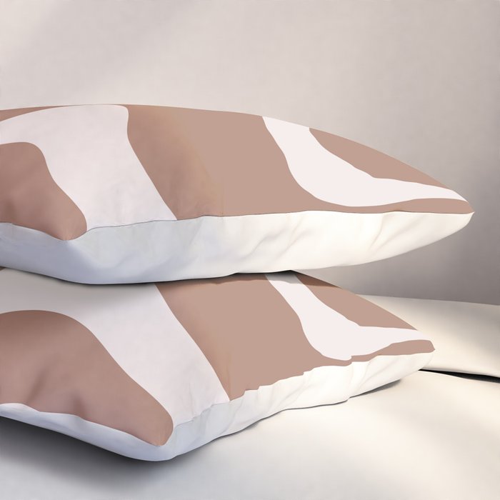 Retro Liquid Swirl Contemporary Abstract Pattern 2 in Mocha Latte Brown Pillow Sham Gallery Image 3