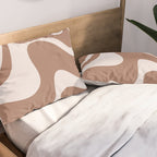 Retro Liquid Swirl Contemporary Abstract Pattern 2 in Mocha Latte Brown Pillow Sham Gallery Image 2
