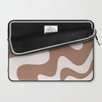 Retro Liquid Swirl Contemporary Abstract Pattern 2 in Mocha Latte Brown Laptop Sleeve Gallery Image 2