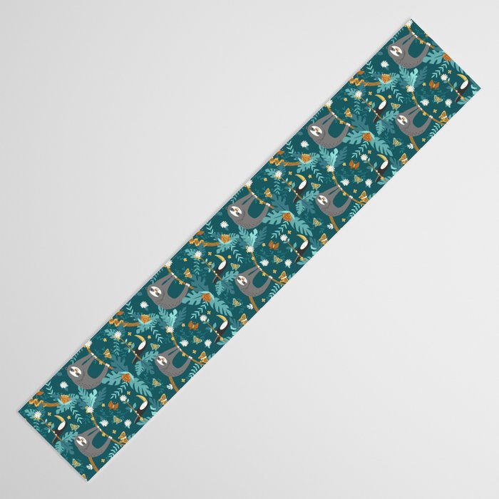 Sloth Hanging in a Teal Forest Table Runner Gallery Image 3