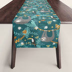 Sloth Hanging in a Teal Forest Table Runner Gallery Image 1